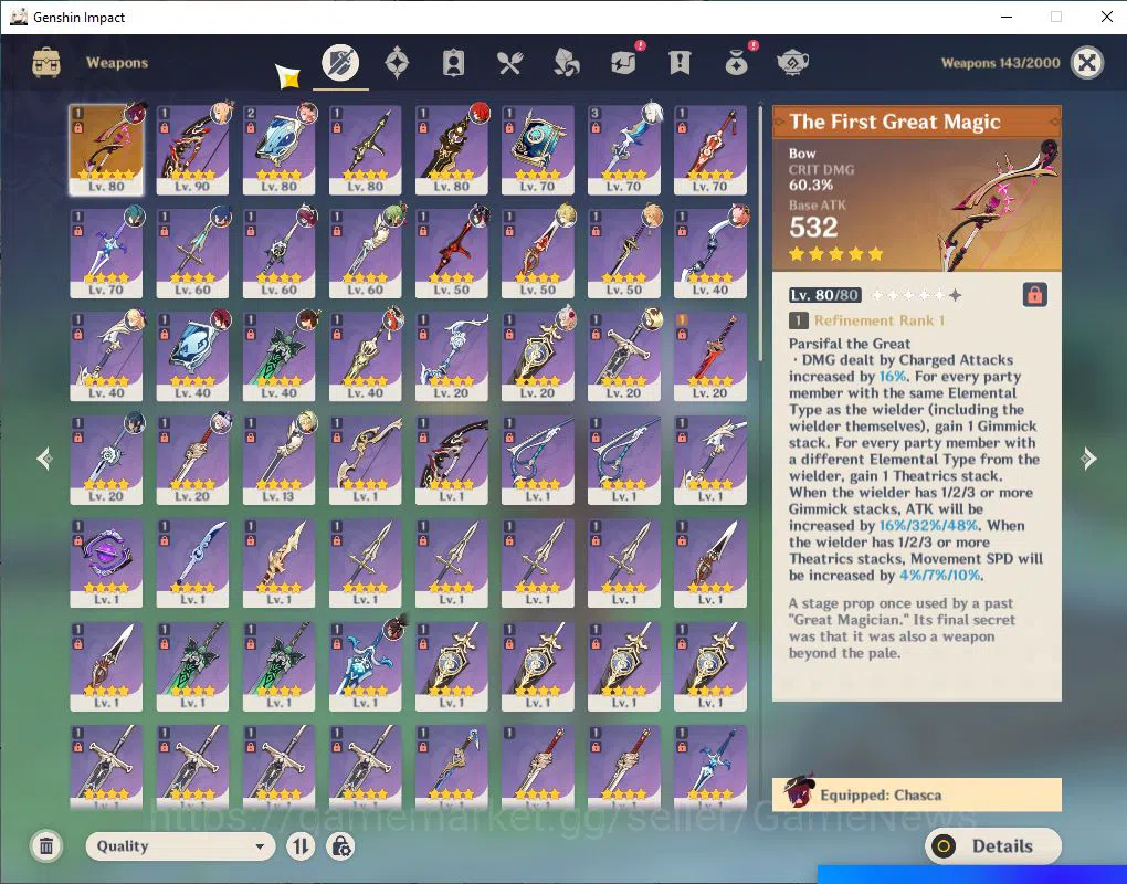 Genshin Impact Accounts ASIA|AR 55|6 Limited +1(*5Weapon)|Chasca,Ayaka,Zho image 5