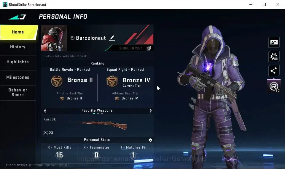 Blood Strike Accounts ASIA|Fresh Starter|ULTRA KRAKEN-Purple Lightning|N image 2
