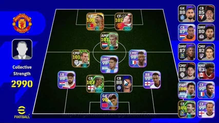 eFootball Accounts Legends & Iconic Players Mobile|PW 2990|Big Time Cristiano Ronaldo,Epic Rooney, Ferdinand, Bergkamp 1