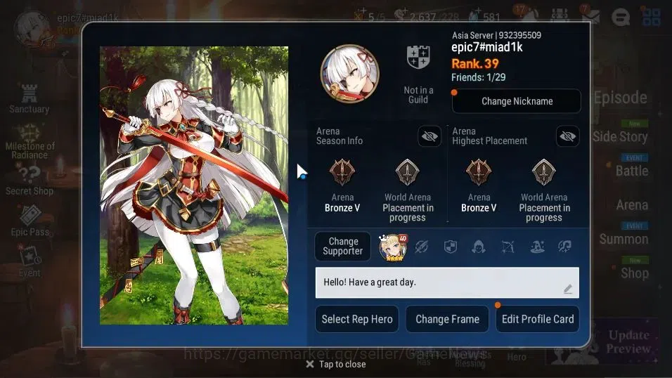 Epic Seven Accounts ASIA Unverif|New Era|8 ML (Har Setti,DB Senya,Stra image 2