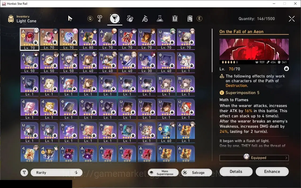 Honkai Star Rail Accounts Others Asia|TL 65|10 Limited|Mortenax Blade,Cyrene,Phainon,HuoHuo,DH Terrae,Hysilens,Kafka,Ruan 5