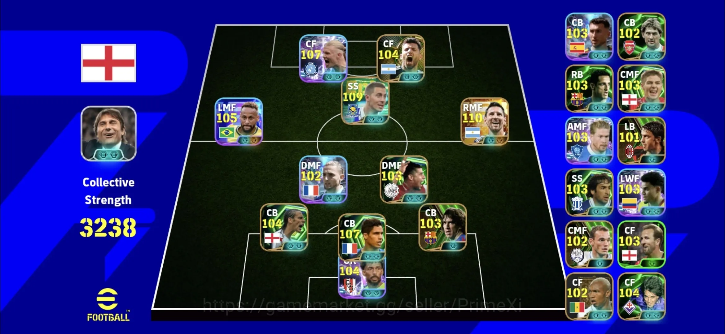 eFootball Accounts Legends & Iconic Players Android|Pw 3238|Bigtime messi 110|Epic Eden hazard 109|Epic Raphael Varane 1