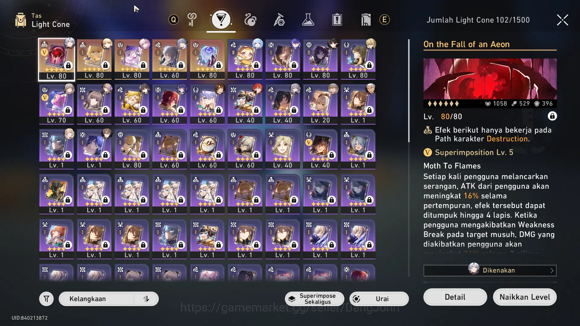 Honkai Star Rail Accounts [ASIA] TL 68 | 10 Limit Prime Team Phainon | LC Si image 2