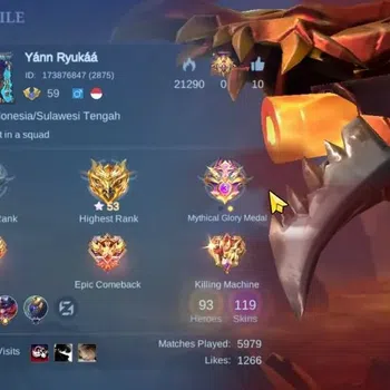 Mobile Legends: Bang Bang Collector Hero 93|Skin 119|Highets Glory 53|Nata CC,Tigreal  image 1