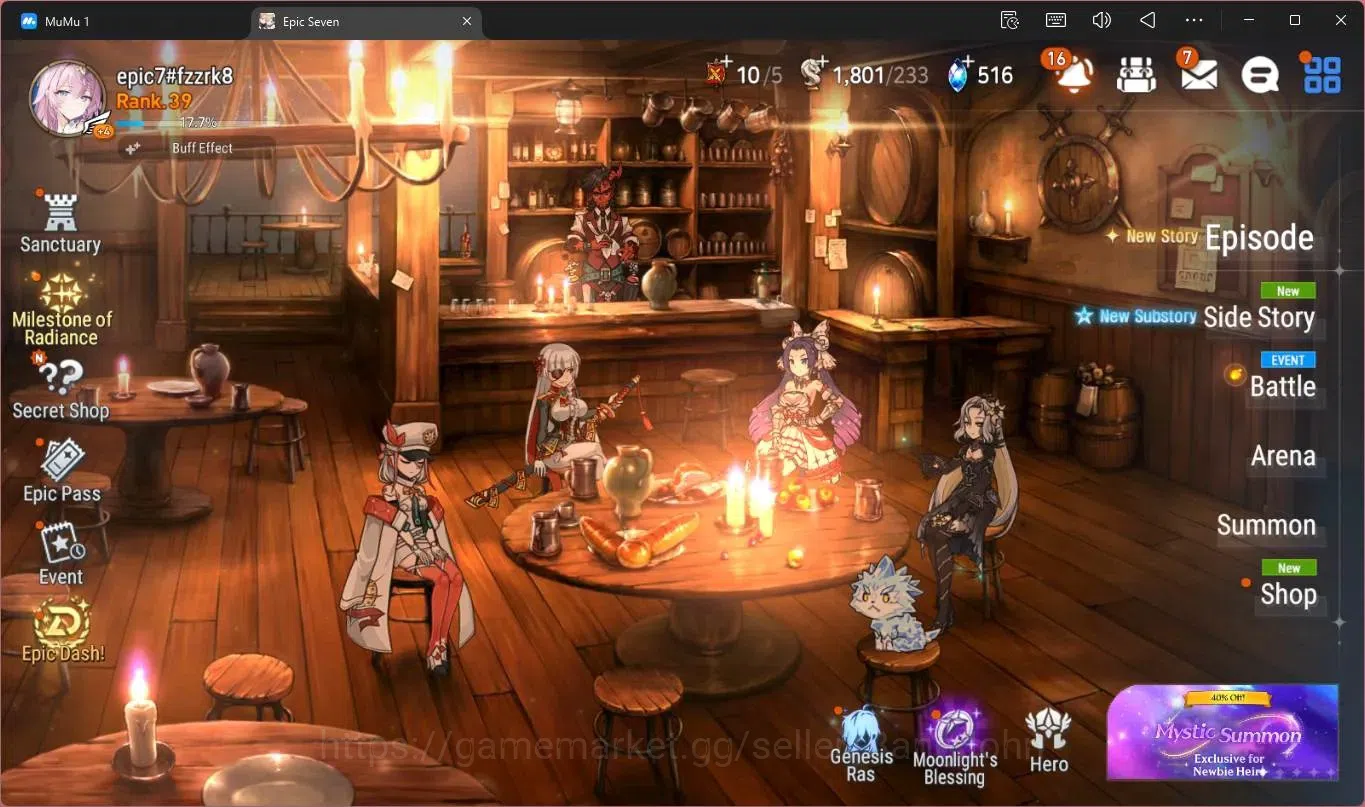 Epic Seven Accounts High-End Global Unverif | 7 ML(SN Yulha,SB Sezan,WOTM Tenebria,D Lilibet,Zio Etc)|PoH+Bless ON|SS 1
