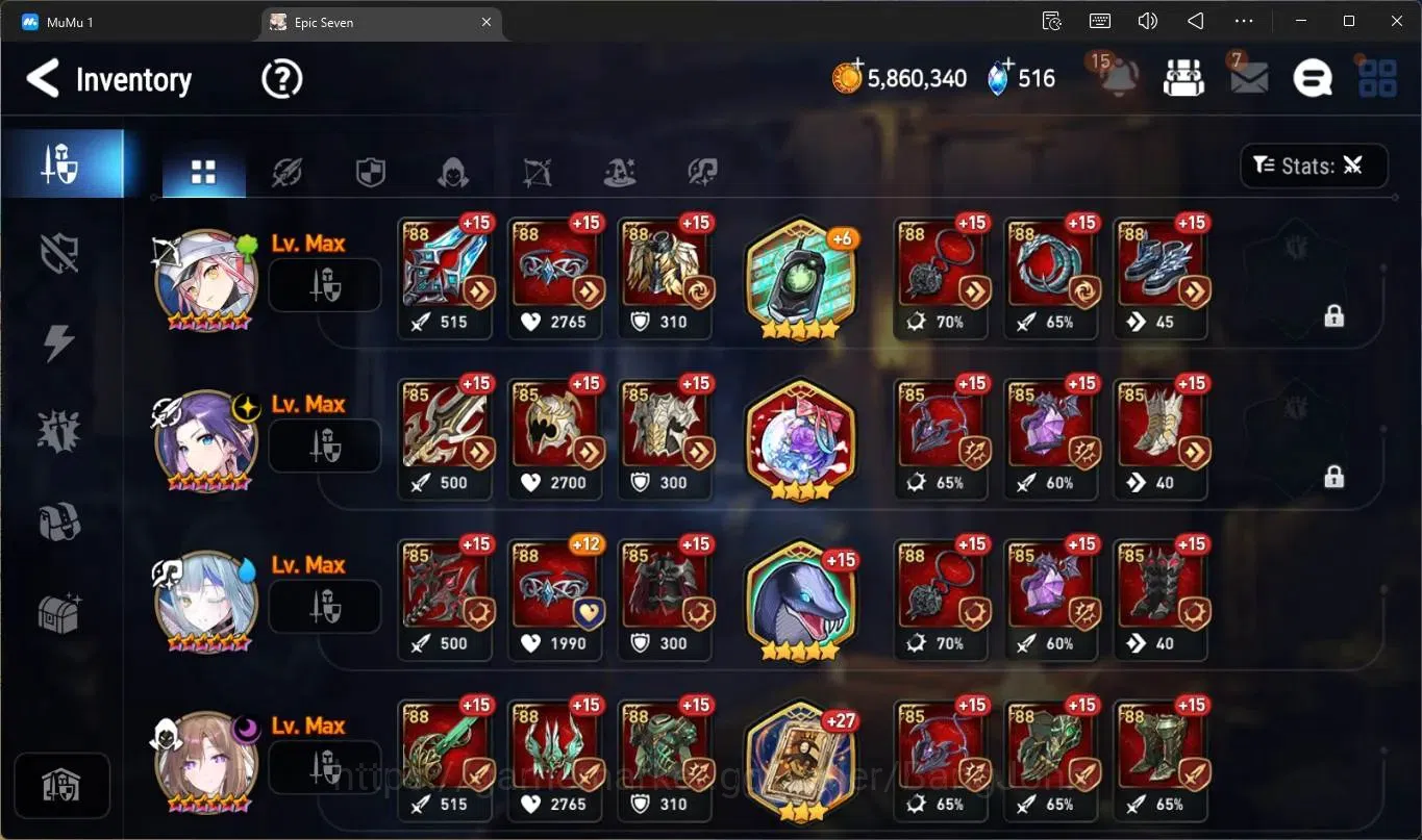 Epic Seven Accounts High-End Global Unverif | 7 ML(SN Yulha,SB Sezan,WOTM Tenebria,D Lilibet,Zio Etc)|PoH+Bless ON|SS 17