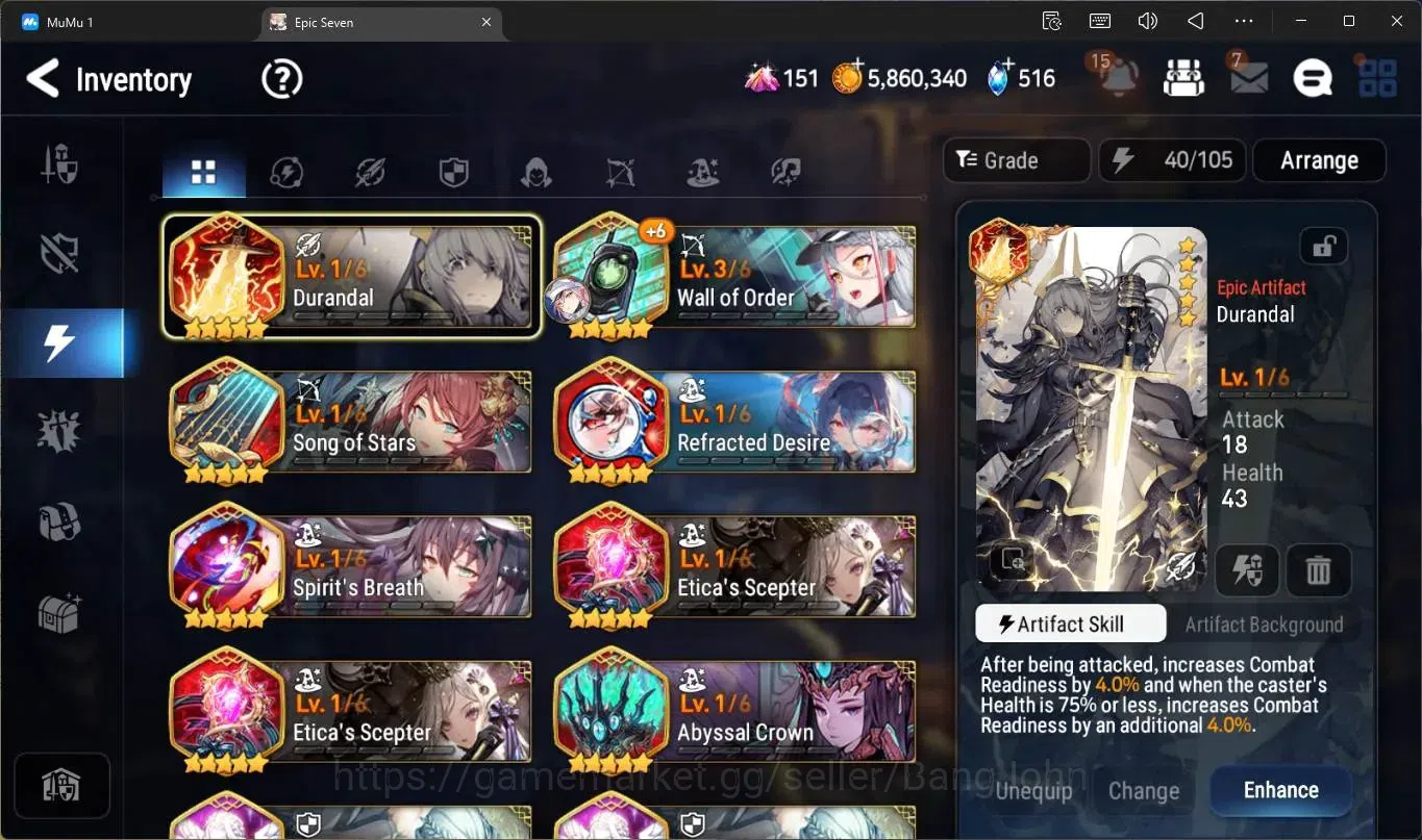 Epic Seven Accounts High-End Global Unverif | 7 ML(SN Yulha,SB Sezan,WOTM Tenebria,D Lilibet,Zio Etc)|PoH+Bless ON|SS 19