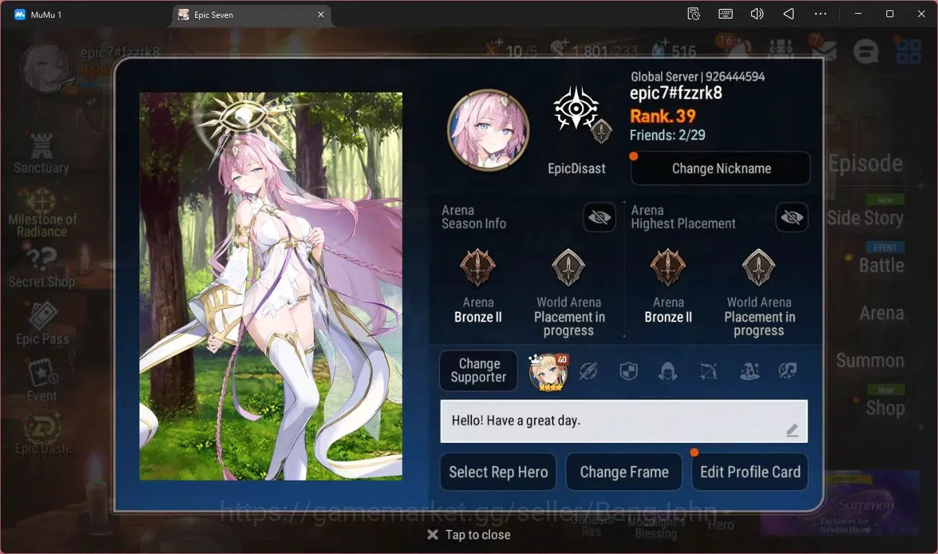 Epic Seven Accounts High-End Global Unverif | 7 ML(SN Yulha,SB Sezan,WOTM Tenebria,D Lilibet,Zio Etc)|PoH+Bless ON|SS 2