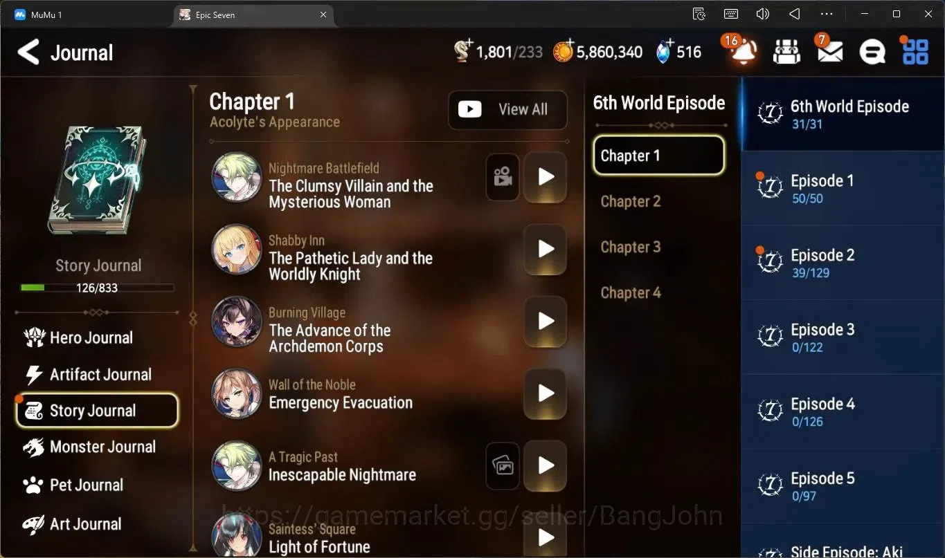 Epic Seven Accounts High-End Global Unverif | 7 ML(SN Yulha,SB Sezan,WOTM Tenebria,D Lilibet,Zio Etc)|PoH+Bless ON|SS 8