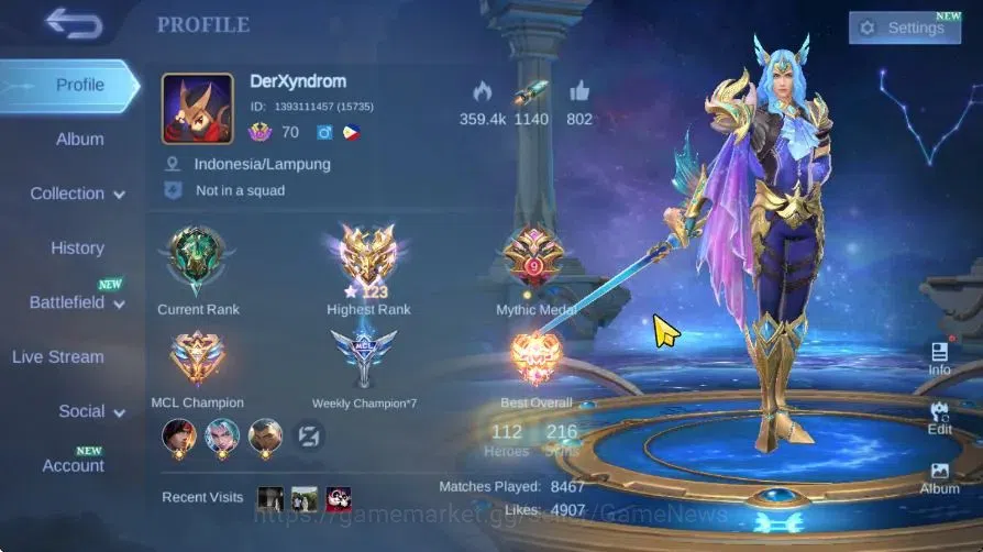 Mobile Legends: Bang Bang Accounts Hero 112|Skin 216|High Imo 123|Argus StarWars,Kari image 1