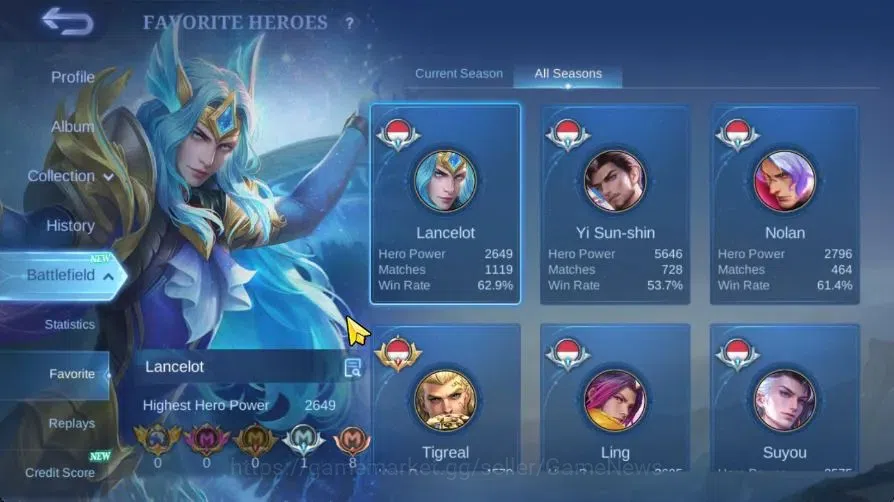 Mobile Legends: Bang Bang Accounts Hero 112|Skin 216|High Imo 123|Argus StarWars,Kari image 4