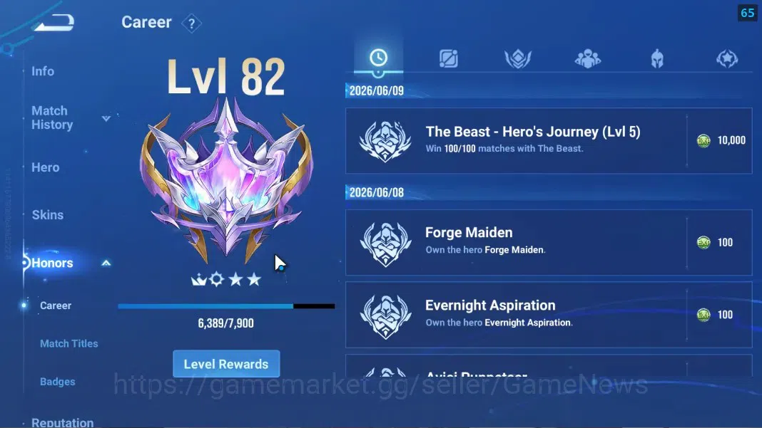 Honor of Kings Accounts Hero 112 Skin 63|Grandmaster Gan&Mo,Legend Lady Su image 5