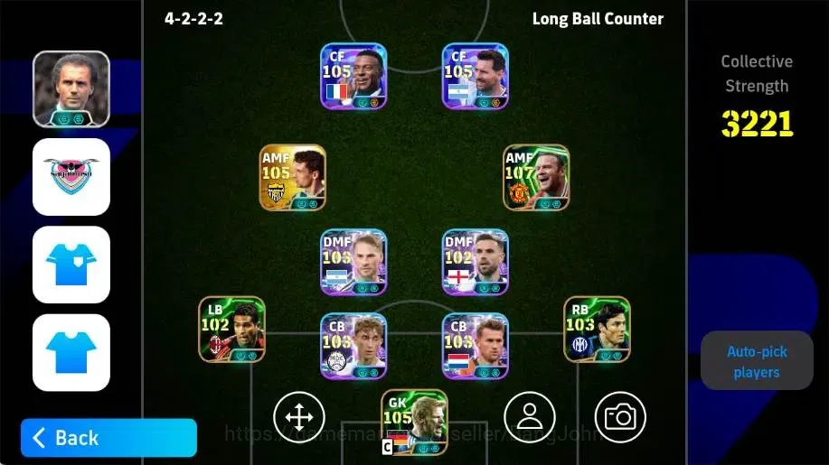 eFootball Accounts Legends & Iconic Players Mobile|PW 3221|Pavel Nedved Epic,Wayne Rooney Epic,Lionel Messi ShowT,Roberto 1