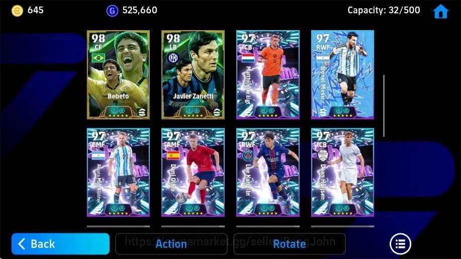 eFootball Accounts Legends & Iconic Players Mobile|PW 3221|Pavel Nedved Epic,Wayne Rooney Epic,Lionel Messi ShowT,Roberto 4