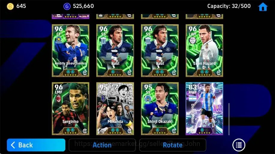 eFootball Accounts Legends & Iconic Players Mobile|PW 3221|Pavel Nedved Epic,Wayne Rooney Epic,Lionel Messi ShowT,Roberto 6