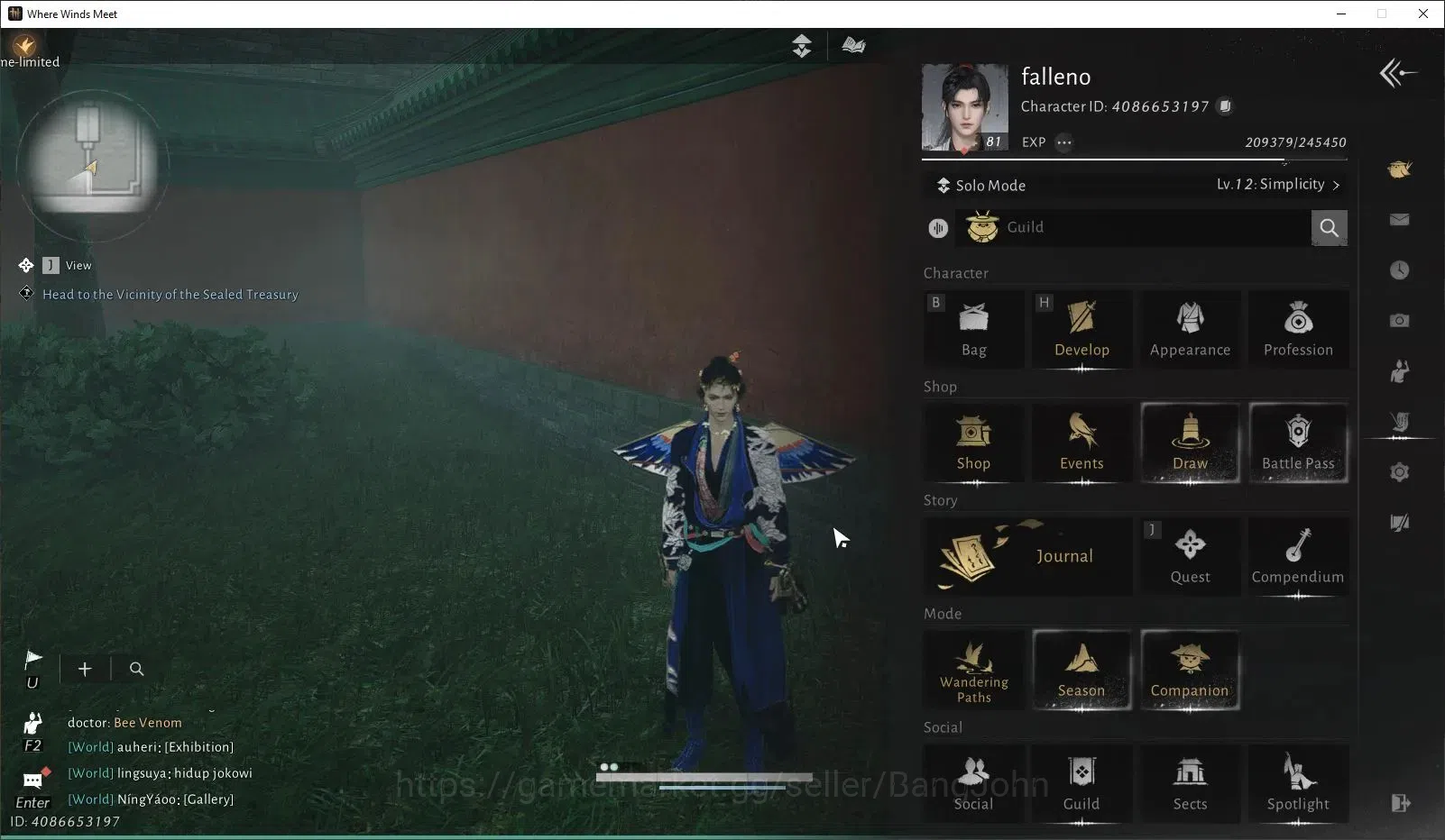 Where Winds Meet Accounts Asia |Select ON 1 Harmonic Core|MC Male|Lv.81|18921 Power|Bamboocut-Kite|35K Regional Currency|1K 1