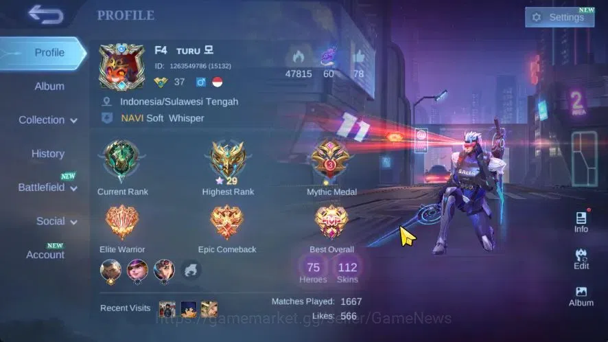 Mobile Legends: Bang Bang Accounts Hero 75|Skin 112|(Saber,Layla)SABER,(Grock,Hanabi) image 1