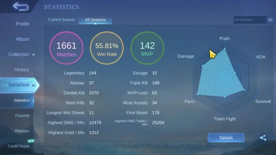 Mobile Legends: Bang Bang Accounts Hero 75|Skin 112|(Saber,Layla)SABER,(Grock,Hanabi) image 3