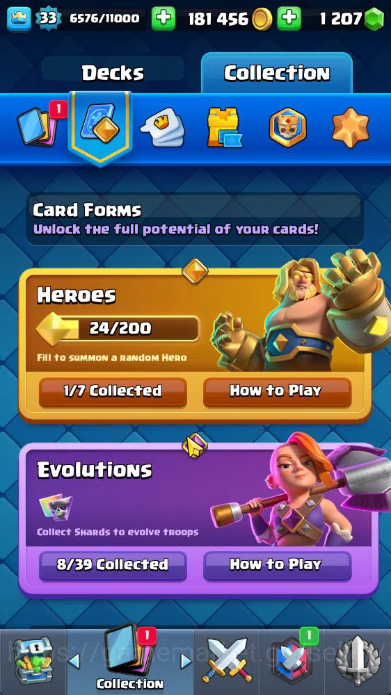 Clash Royale Accounts Midgame Lvl 33|Trophy 6774|KTL 11|Limited Skin|Card 117| 1 Hero 8 EVO 4 Champ 21 Legendary 33 Epic,30 13