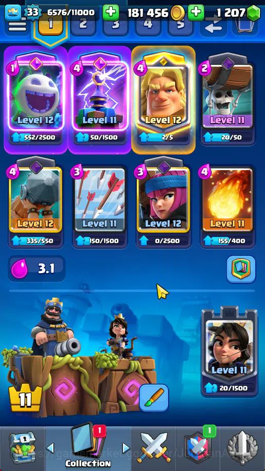Clash Royale Accounts Midgame Lvl 33|Trophy 6774|KTL 11|Limited Skin|Card 117| 1 Hero 8 EVO 4 Champ 21 Legendary 33 Epic,30 4