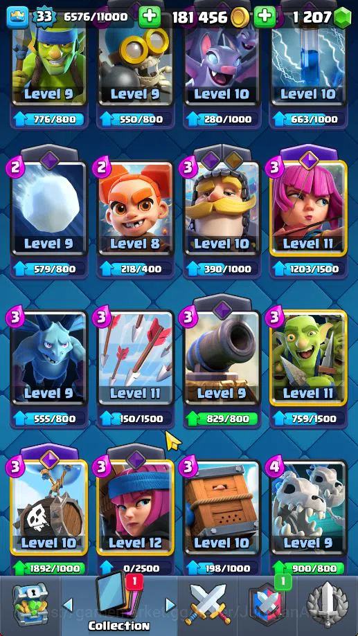 Clash Royale Accounts Midgame Lvl 33|Trophy 6774|KTL 11|Limited Skin|Card 117| 1 Hero 8 EVO 4 Champ 21 Legendary 33 Epic,30 6