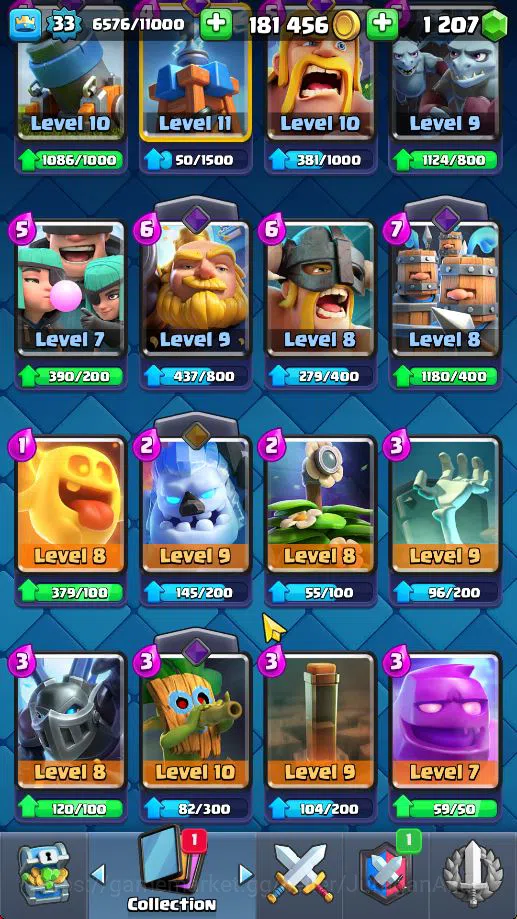 Clash Royale Accounts Midgame Lvl 33|Trophy 6774|KTL 11|Limited Skin|Card 117| 1 Hero 8 EVO 4 Champ 21 Legendary 33 Epic,30 7