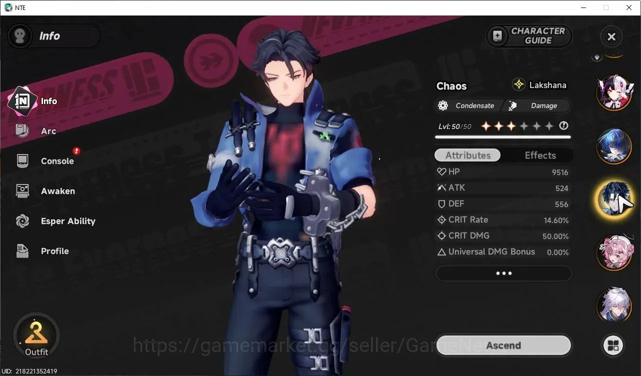 Neverness to Everness Accounts GLOBAL SEA|HL 45|TL 31|9 SSR 4 Limit[(Hotori,Lacrimosa,Chaos)+Sign,Nanally]|2 Selector 4