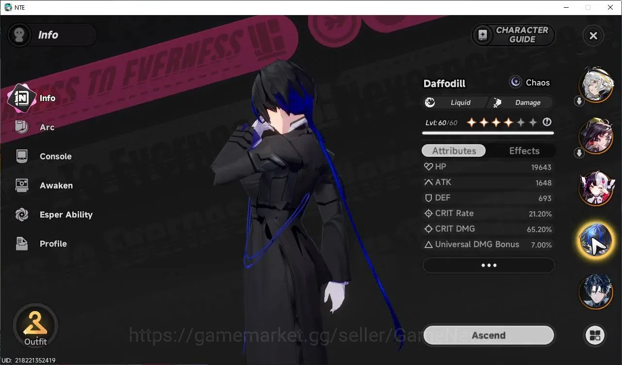Neverness to Everness Accounts GLOBAL SEA|HL 45|TL 31|9 SSR 4 Limit[(Hotori,Lacrimosa,Chaos)+Sign,Nanally]|2 Selector 6
