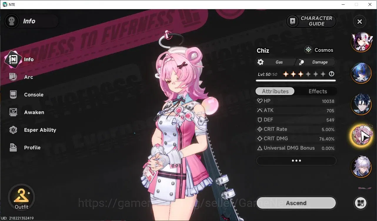 Neverness to Everness Accounts GLOBAL SEA|HL 45|TL 31|9 SSR 4 Limit[(Hotori,Lacrimosa,Chaos)+Sign,Nanally]|2 Selector 7