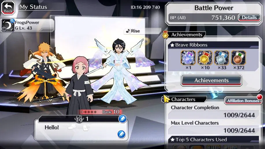 Bleach: Brave Souls Accounts Others [GLOBAL]48K Orb|10th Anniv(Ichigo,Rukia),TYBW25(Yachiru,Nanao),Aizen 2