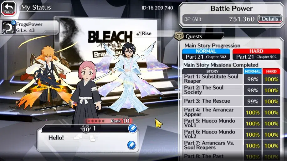 Bleach: Brave Souls Accounts Others [GLOBAL]48K Orb|10th Anniv(Ichigo,Rukia),TYBW25(Yachiru,Nanao),Aizen 3