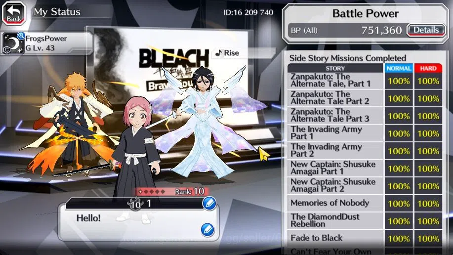 Bleach: Brave Souls Accounts Others [GLOBAL]48K Orb|10th Anniv(Ichigo,Rukia),TYBW25(Yachiru,Nanao),Aizen 4