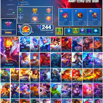 Mobile Legends: Bang Bang Collector #3547 244 Skins | Legend Franco | Stun Chou | M-Wo image 1