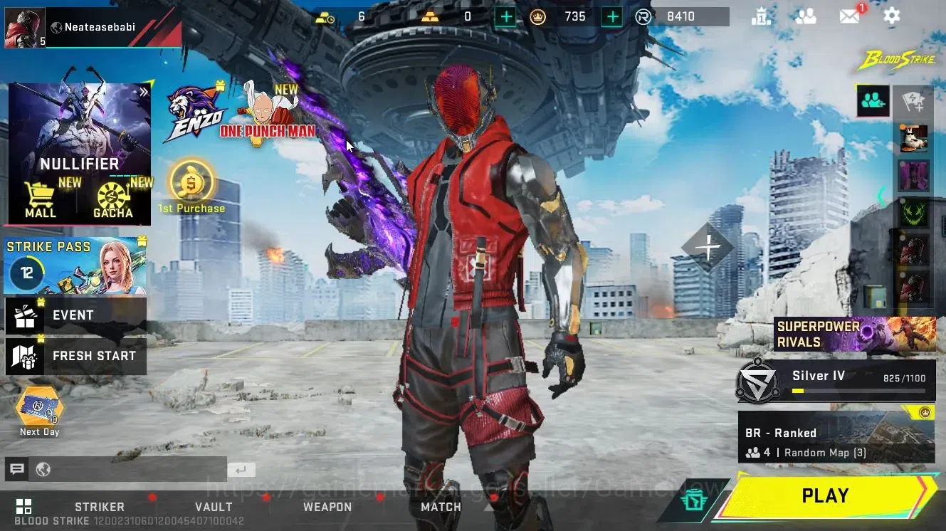 Blood Strike Accounts Collab Skin ASIA|ETERNAL QBZ95-Whisper Lv3|Legendary MCX-Radiance|Rare Playpal Meow|Change Namecard|BR 1