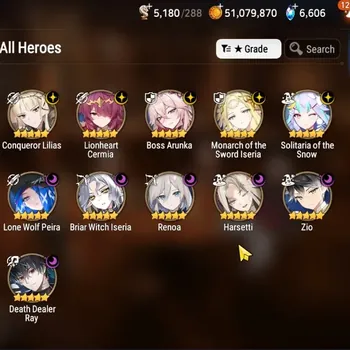 Epic Seven Accounts High-End Global UnVerif|Mor 53|11 ML(Monarch,BArunka,Renoa,Zio,Har Seti,etc)+(Full CZN,Rinak+Art,Etc)|5K