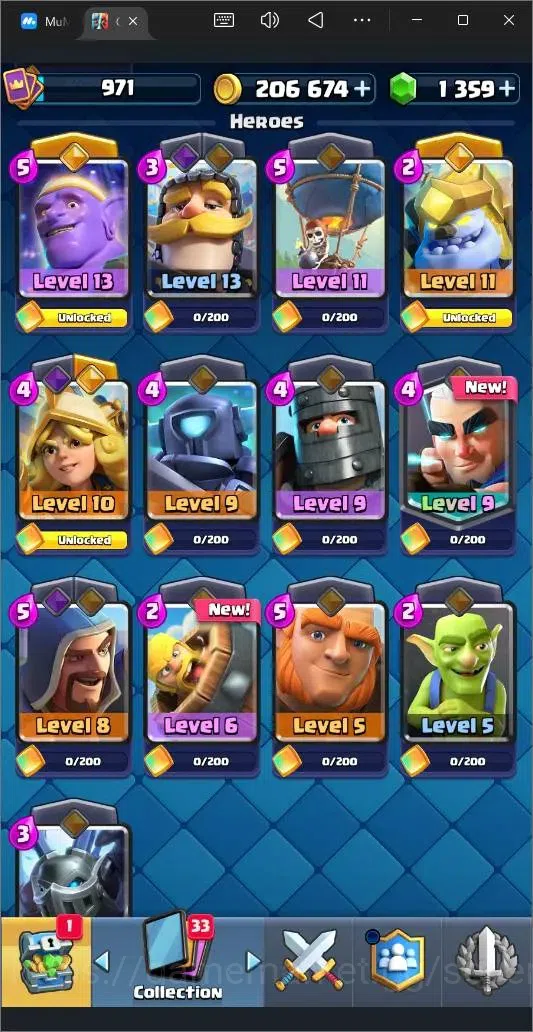 Clash Royale Accounts High-End Global |CL 971|KTL 12|Trophy 6684|116 Cards|4 Champ|3 Hero|7 Evo|Arena 18|1359 Gems|206k 12