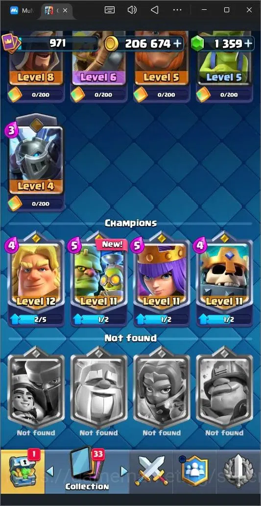 Clash Royale Accounts High-End Global |CL 971|KTL 12|Trophy 6684|116 Cards|4 Champ|3 Hero|7 Evo|Arena 18|1359 Gems|206k 13