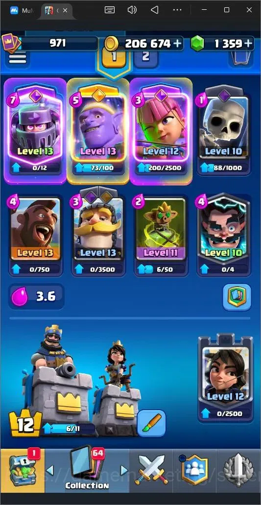 Clash Royale Accounts High-End Global |CL 971|KTL 12|Trophy 6684|116 Cards|4 Champ|3 Hero|7 Evo|Arena 18|1359 Gems|206k 6