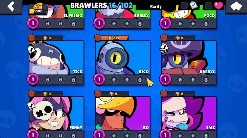 Brawl Stars Accounts 1002 Trophy|128 Gem|16 Brawlers 4 Max Lvl [Mortis,Edgar,Nita,Shelly]|1 Epic Skins [Stellar Shelly]|CN 5