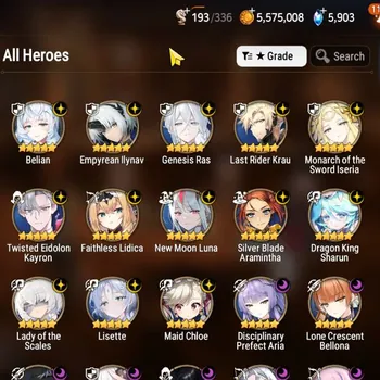 Epic Seven Accounts Mid-Tier GLOBAL UnVerif|24 ML(LOT Scales,Lisette,Har Setti,Renoa,Belian,ETC)+HARU+Art,Aube,AB