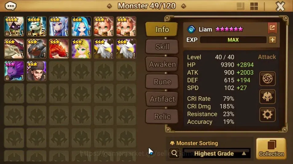 Summoners War: Sky Arena Accounts GLOBAL LV44|1 LD(Starter Lucifer)+4 Total NB5[Star image 11