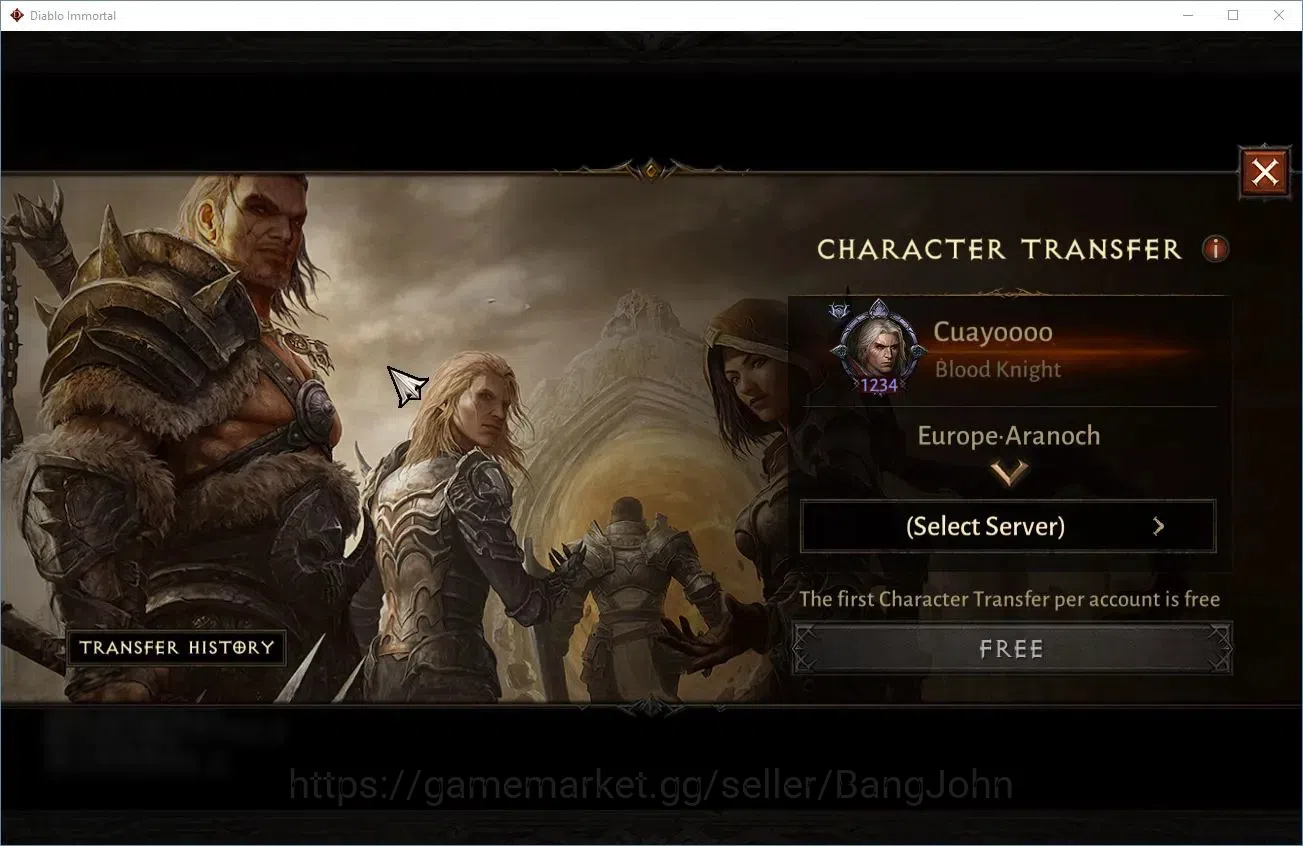 Diablo Immortal Accounts Mid-Tier EU - Aranoch | 60 (1234) Blood Knight - Slayer | CR 53K |Reso 600 | Inferno VI| Lv 30 1