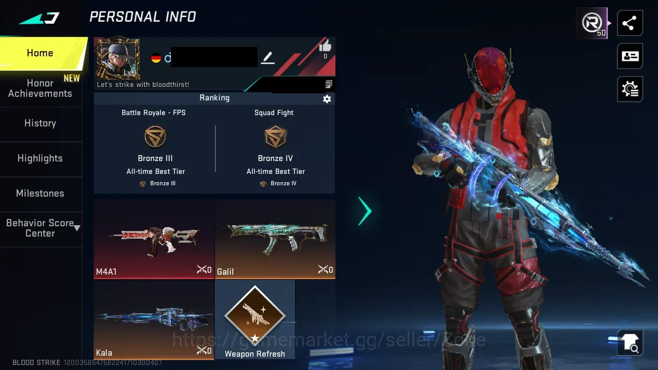 Blood Strike Accounts Others ASIA|1 limit:M4A1-BOF|4 1