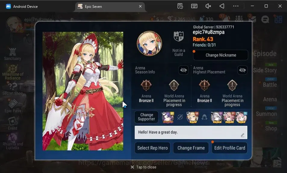 Epic Seven Accounts GLOBAL Unverif|New Era|7 ML(Rhianna and Luciella,L image 2