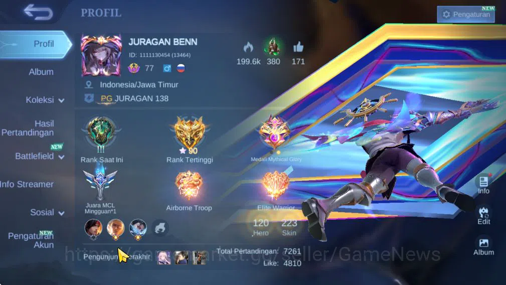 Mobile Legends: Bang Bang Collector Hero120|Skin 224|High Glory90|Claude[Prime],Nolan[ image 1