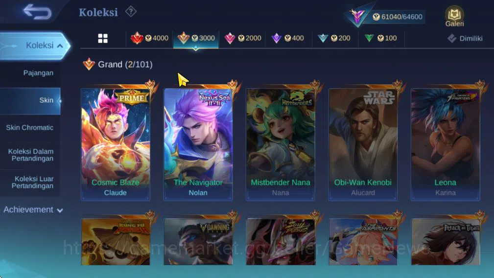 Mobile Legends: Bang Bang Accounts Collector Hero120|Skin 224|High Glory90|Claude[Prime],Nolan[Nexus],Haya Star 10