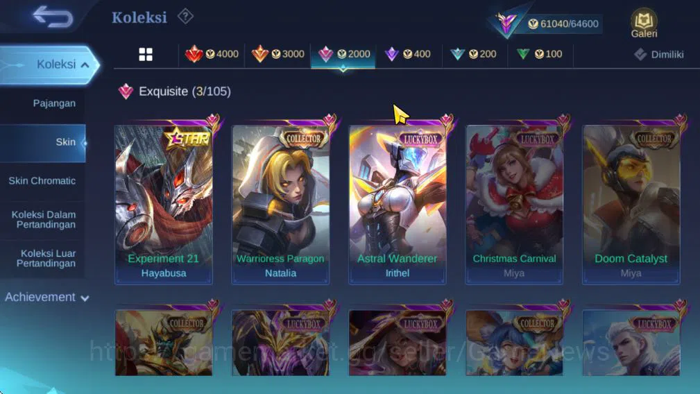 Mobile Legends: Bang Bang Accounts Collector Hero120|Skin 224|High Glory90|Claude[Prime],Nolan[Nexus],Haya Star 8