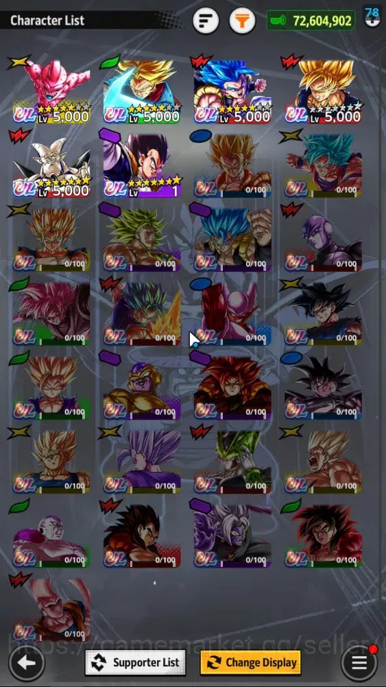 Dragon Ball Legends Accounts 72M TotalPower|LV165|6UL+4LR+32LL|SSG SS Gogeta,Bu image 3