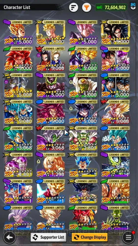 Dragon Ball Legends Accounts 72M TotalPower|LV165|6UL+4LR+32LL|SSG SS Gogeta,Bu image 5