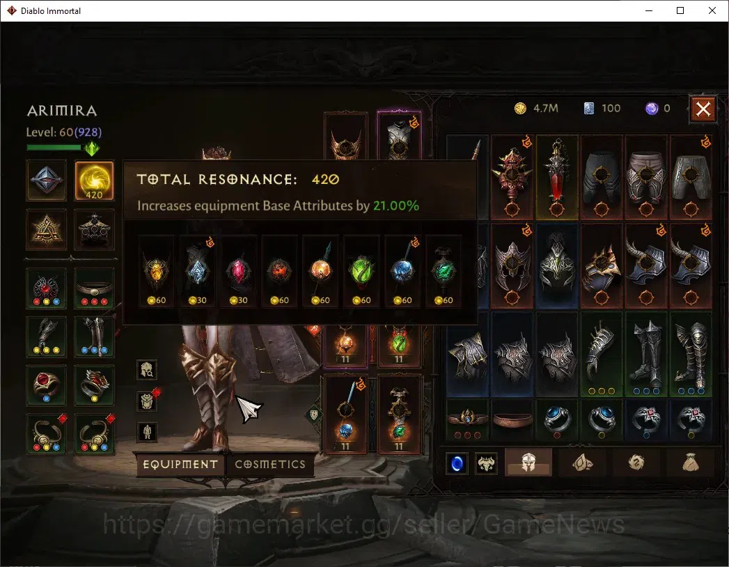Diablo Immortal Accounts EU - Sescheron|CS ON|Lv60(928)|Blood Knight|CR 46k image 5